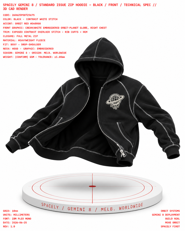 SPACELY — STANDARD ISSUE ZIP HOODIE