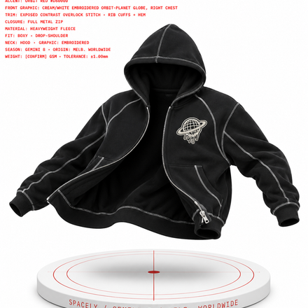 SPACELY — STANDARD ISSUE ZIP HOODIE