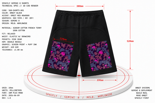 GEMINI 8 Fleece Shorts — Cosmic Camo