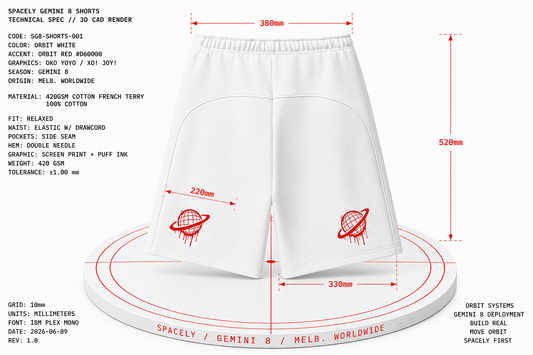 SPACELY Standard Issue Fleece Shorts — Black / White