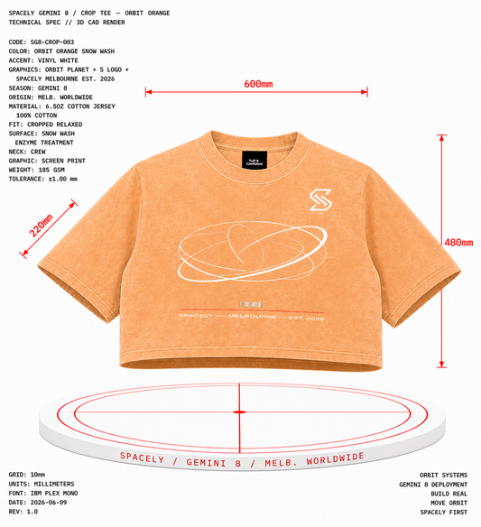 GEMINI 8 Crop Tee — Washed