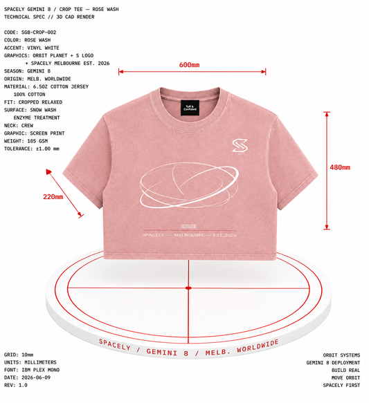 GEMINI 8 Crop Tee — Washed