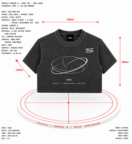 GEMINI 8 Crop Tee — Washed