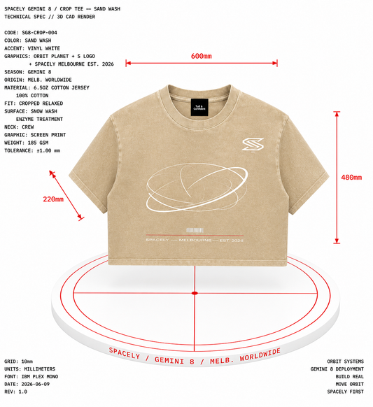 GEMINI 8 Crop Tee — Washed