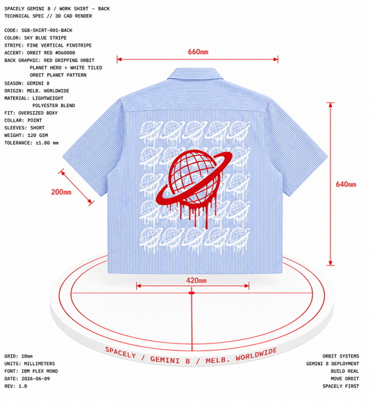 GEMINI 8 Work Shirt — Sky Blue Stripe