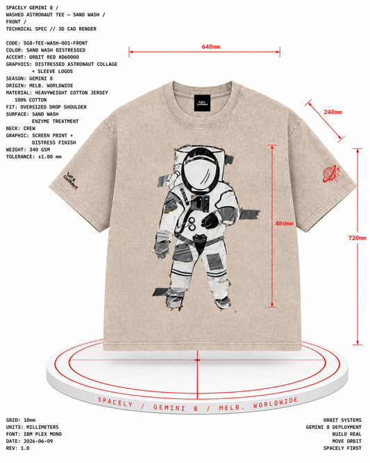 GEMINI 8 Washed Astronaut Tee — Sand Wash